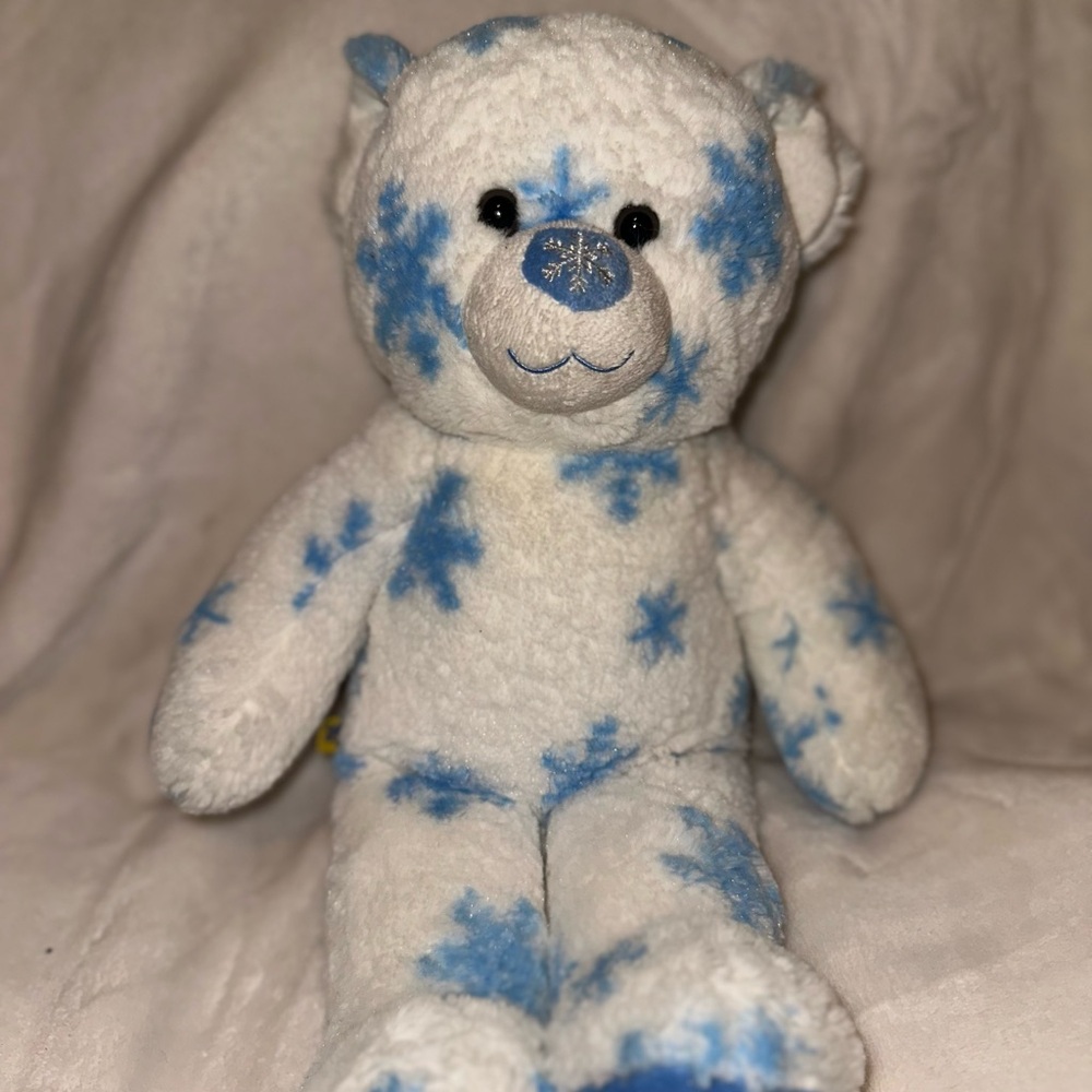 White and Blue Star Plush Bear
